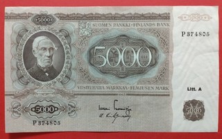 5000 markkaa 1945 Litt A, ei rissejä, kunto noin 5. (KD4)